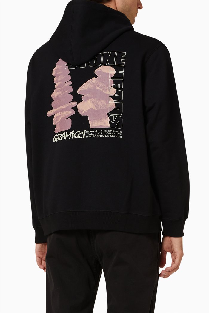

Stoneheads Hooded Sweatshirt in Cotton Terry, Black