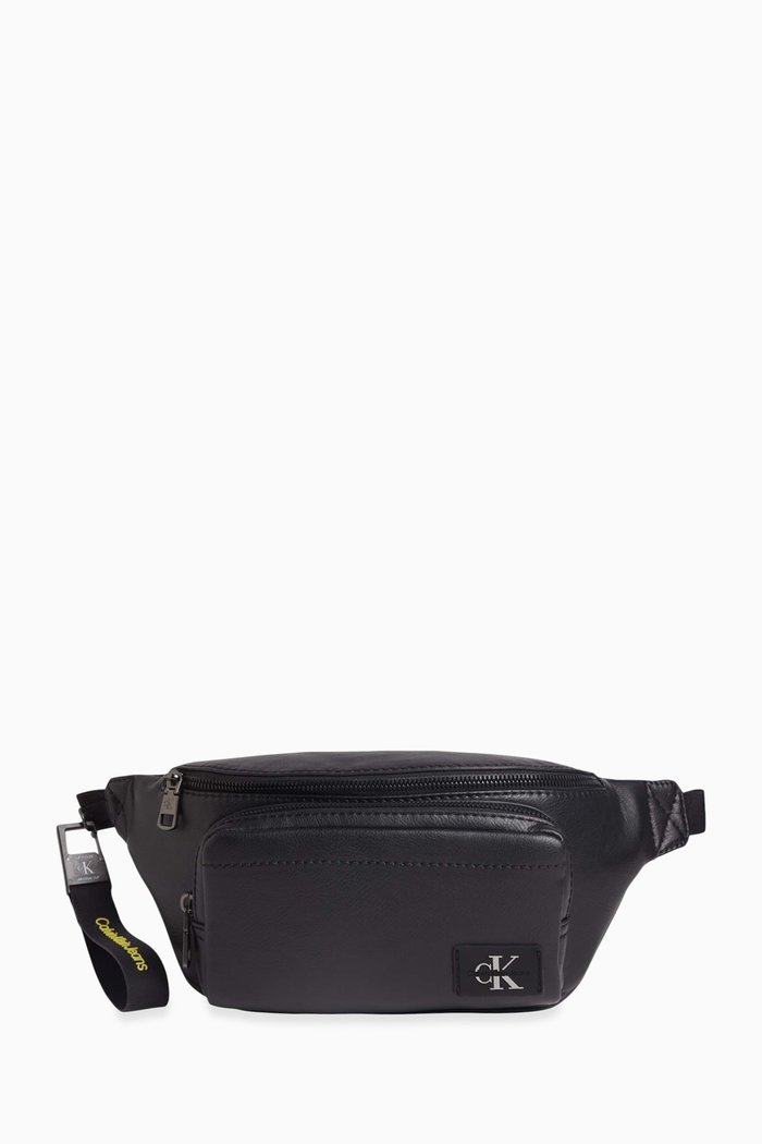 

Tagged Logo Belt Bag in Faux Leather, Black