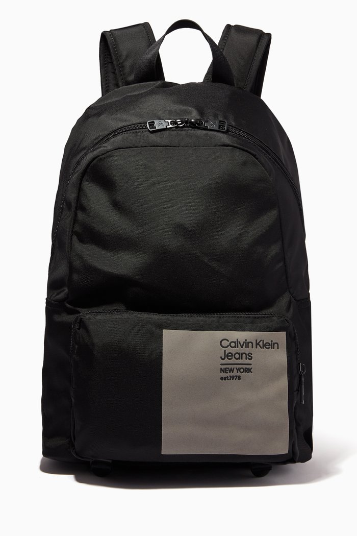 

CK Logo Patch Backpack in Nylon, Black