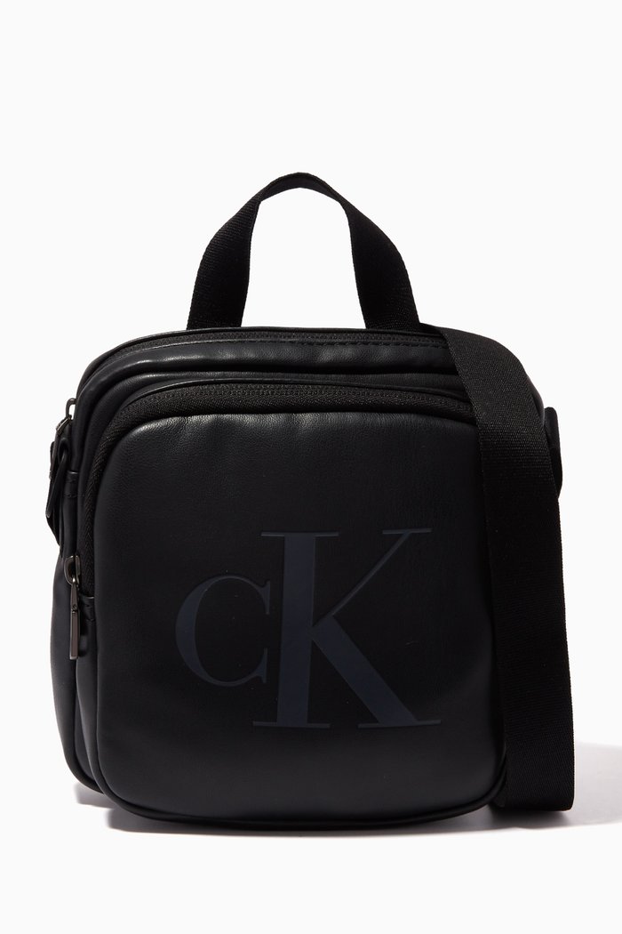 

Monogram Camera Crossbody Bag in Faux Leather, Black