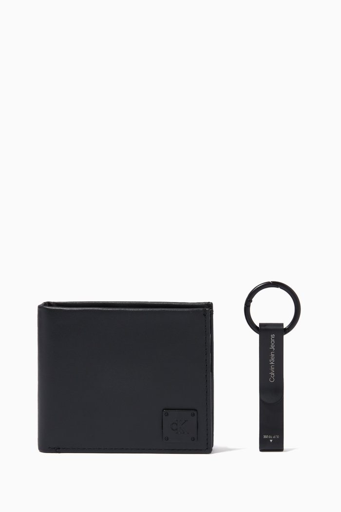 

Billfold Wallet with Keyring in Leather, Black