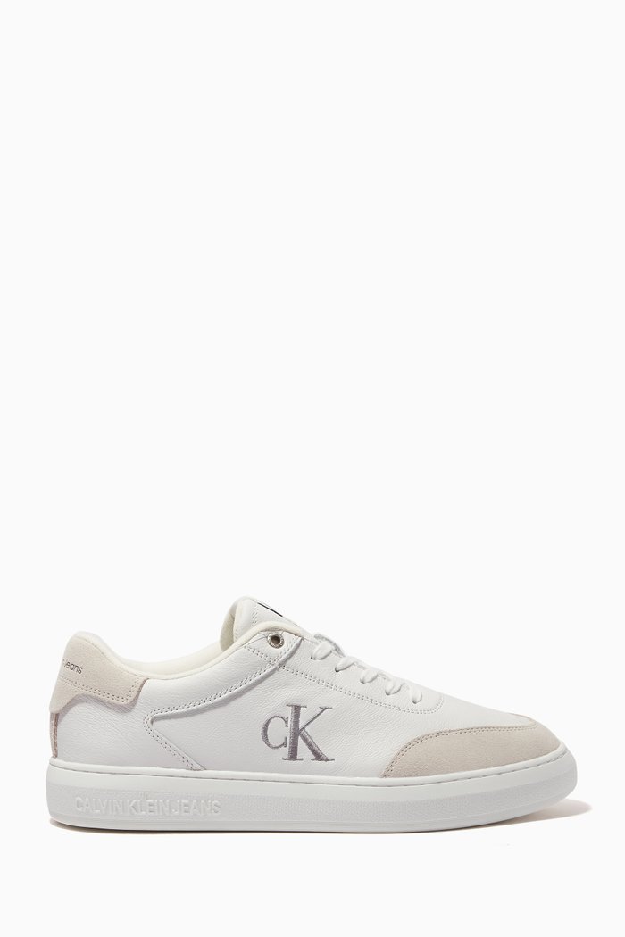 

Logo Casual Cupsole Low-top Sneakers in Leather, White