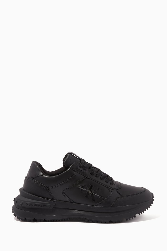 

Chunky Runner Lace-up Sneaker in Nappa Leather, Black