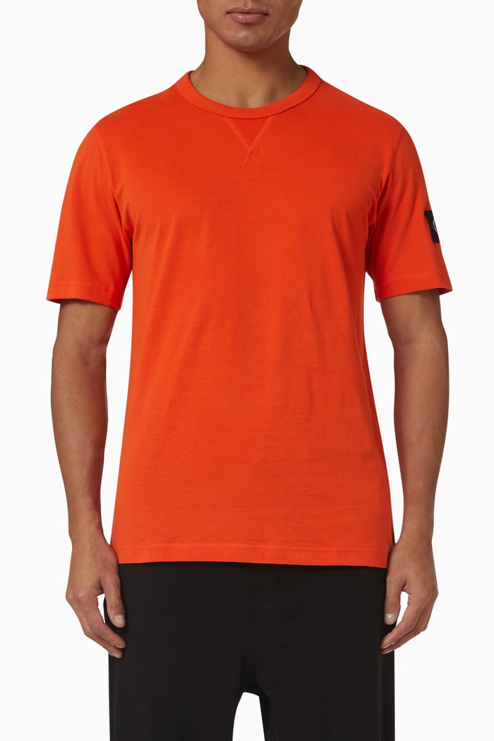 Monogram Badge T-shirt in Cotton, Orange