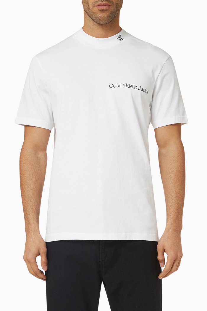 

Institutional Off Placed Logo T-shirt in Organic Cotton-blend, White