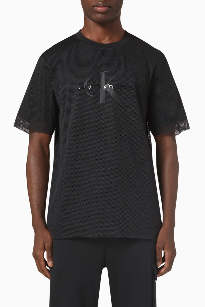 

Double Layer Mesh T-Shirt in Nylon, Black