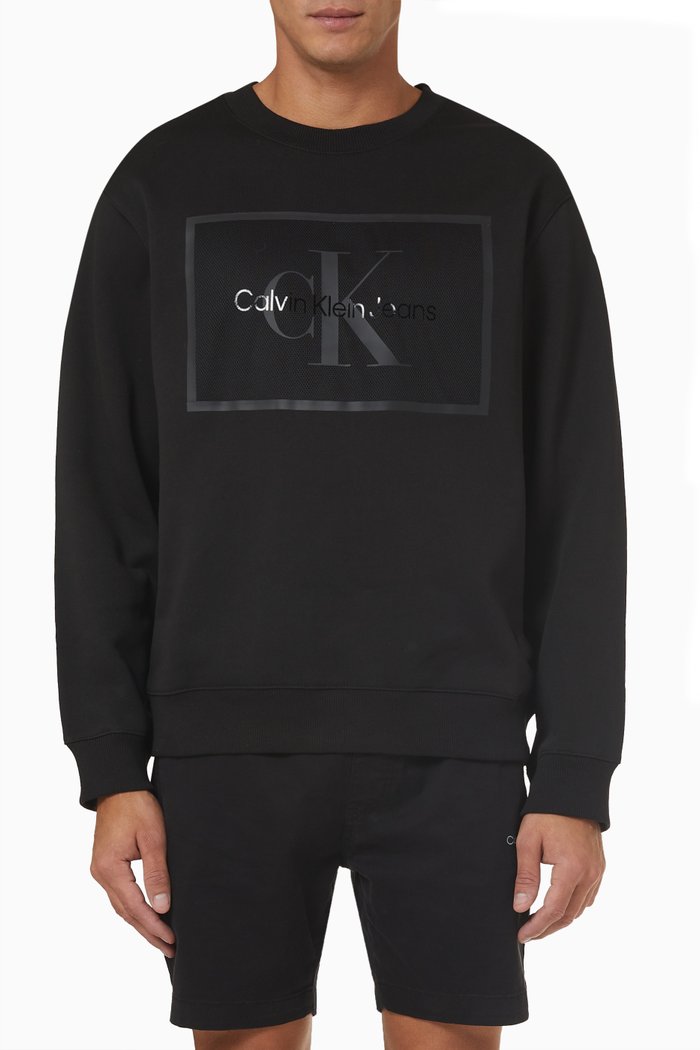 

Logo Crew Neck Sweatshirt in Cotton, Black