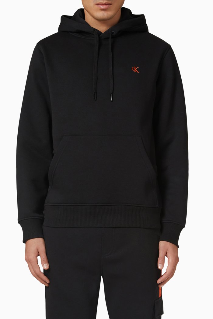 Logo Tape Hoodie in Cotton-blend, Black