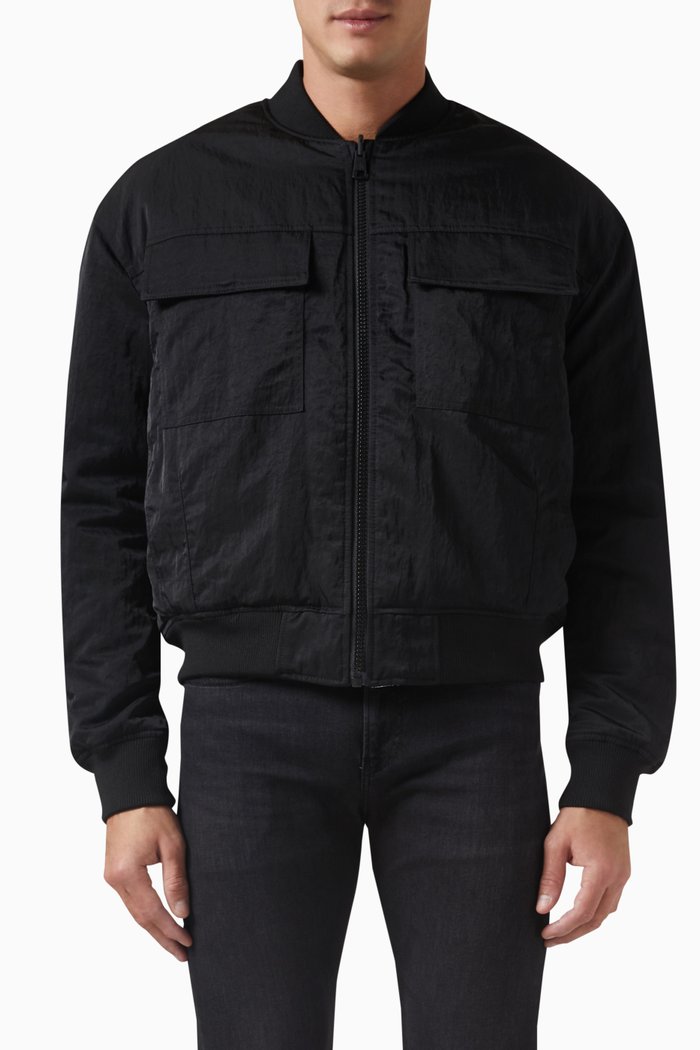 

Reversible Bomber Jacket in Repreve Padded Nylon, Black