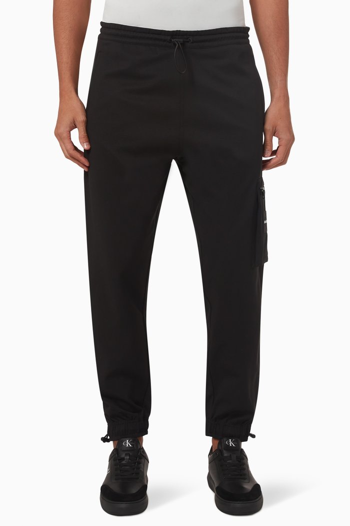 

Logo Badge Cargo Sweatpants in Jersey, Black