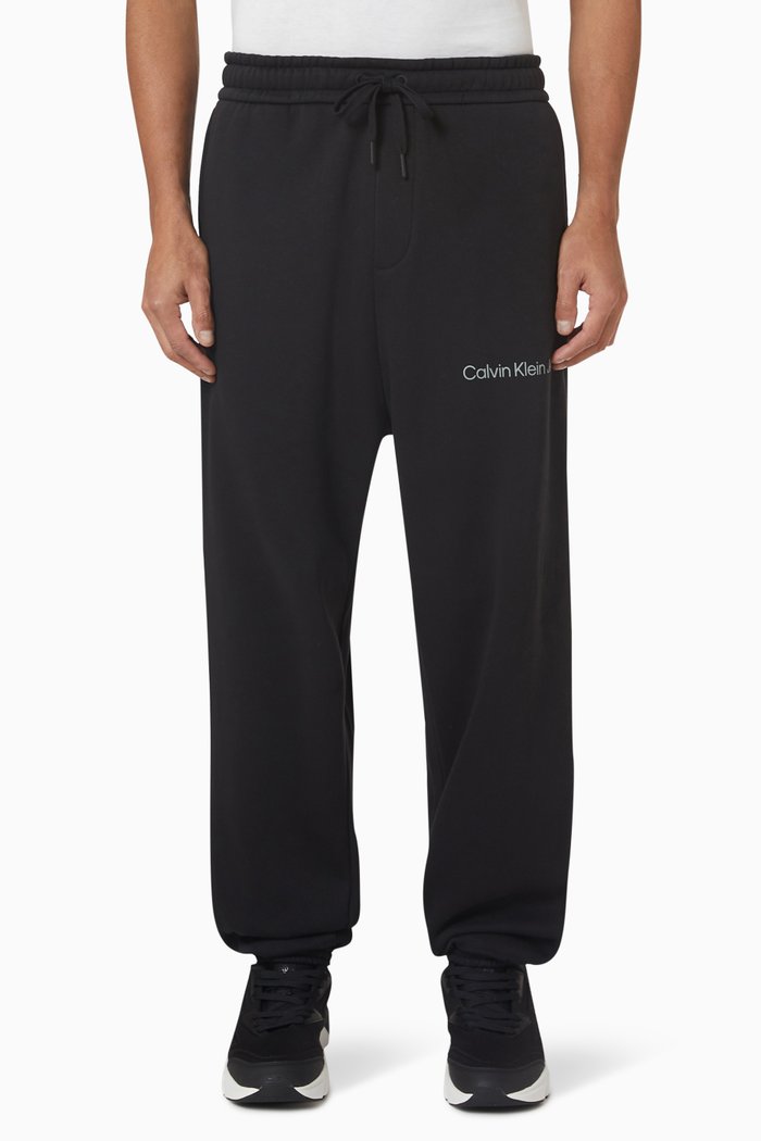 

Off Placed Logo Institutional Pants in Cotton-blend Fleece, Black