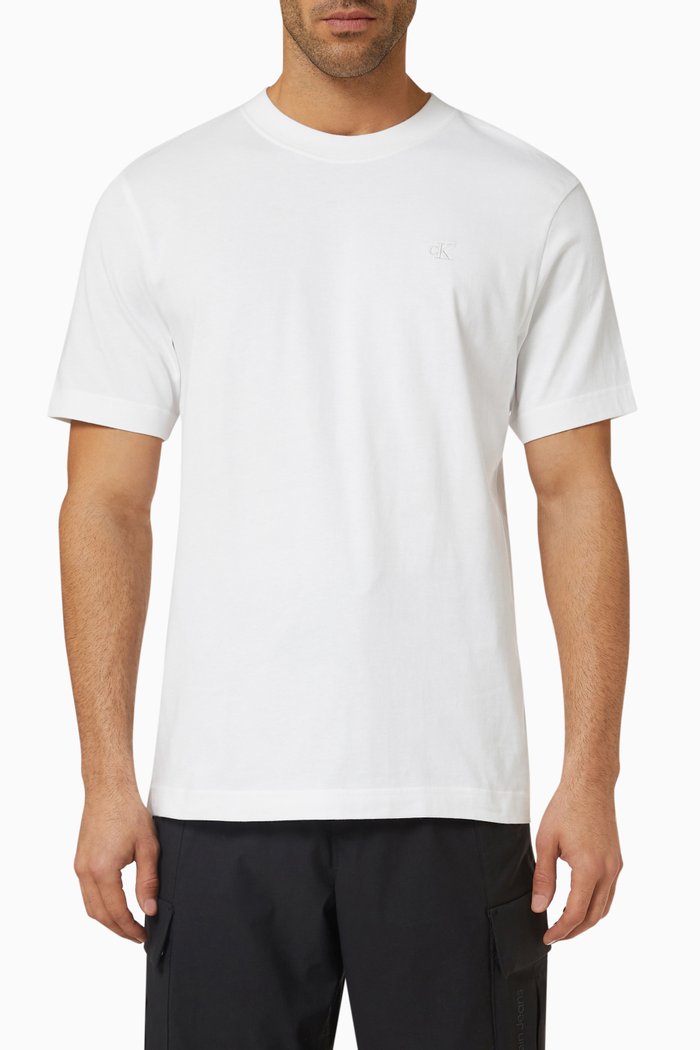 

Logo Tape T-shirt in Pure Cotton, White