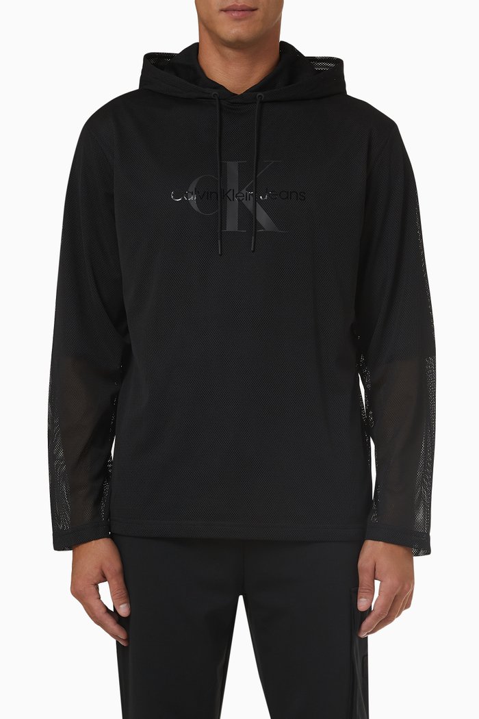 

Monologo Double Layer Hoodie in Mesh, Black