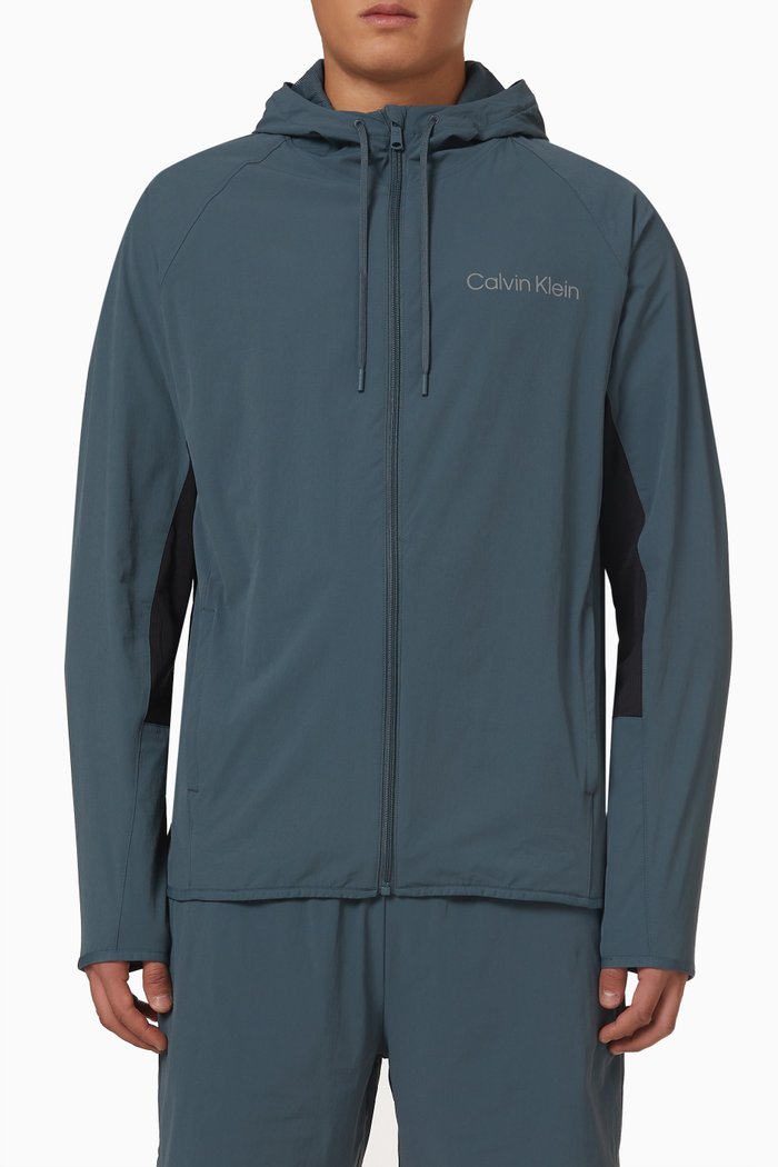 Hooded Windbreaker in Nylon, Grey
