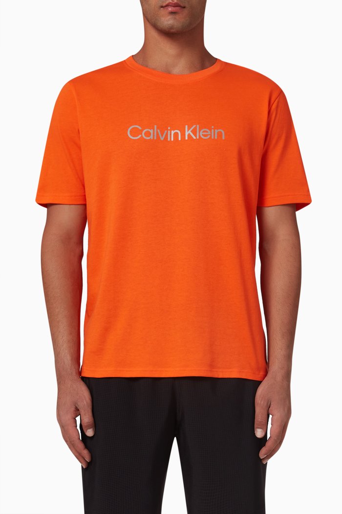 Logo Gym T-shirt in Cotton-blend, Orange