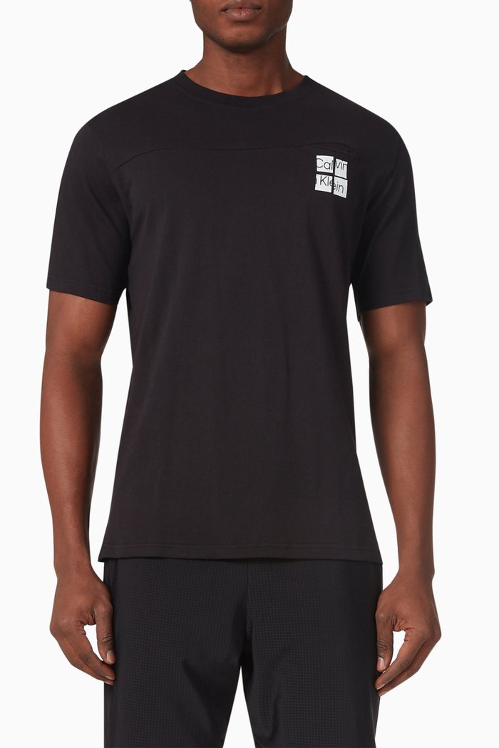 

Reflective Logo Gym T-shirt in Pure Cotton, Black