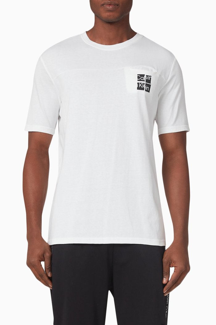 Reflective Logo Gym T-shirt in Pure Cotton, White