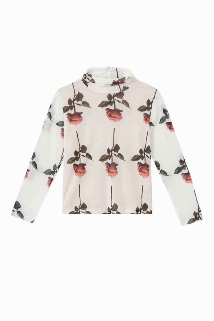 

Mesh Rose Top in Polyester, Pink