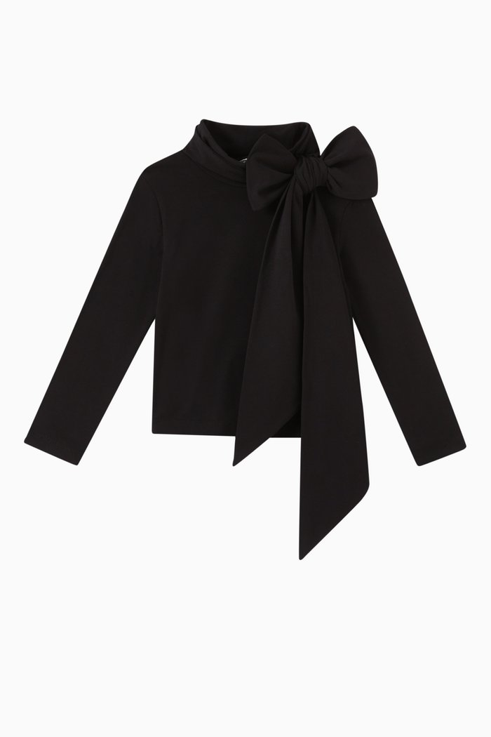 Bow Top in Cotton Jersey, Black
