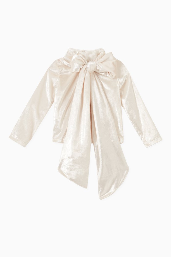 

Glitter Bow Top in Polyester, White