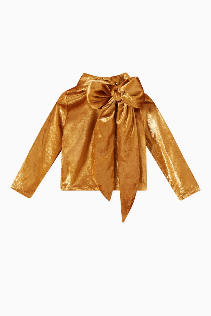

Glitter Bow Top in Polyester, Gold