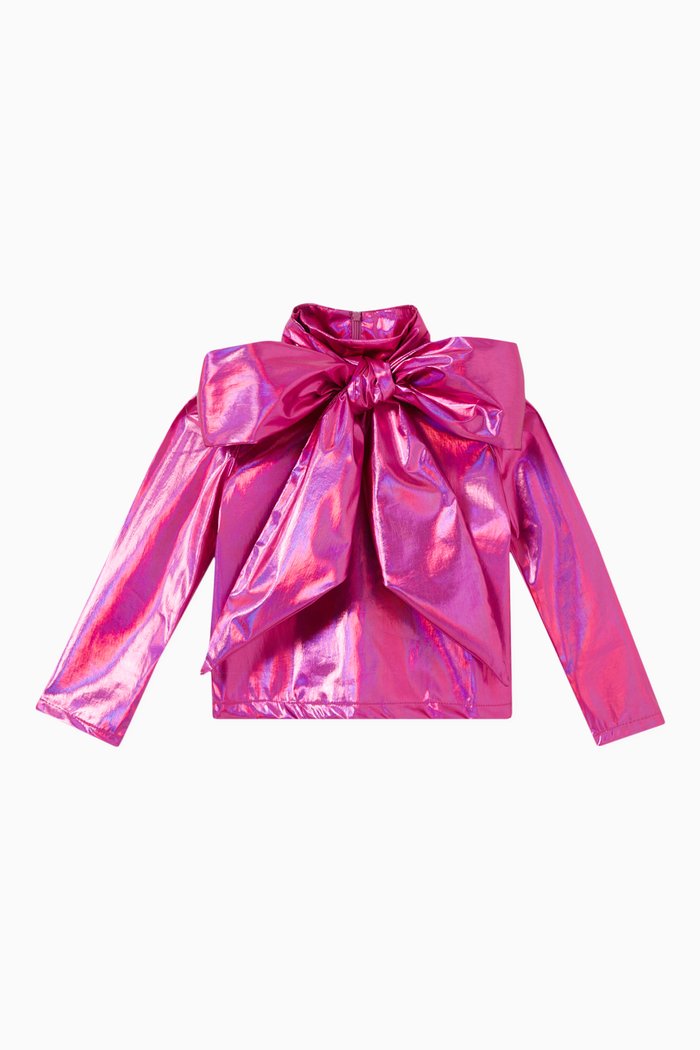 

Metallic Bow Top in Polyester, Pink