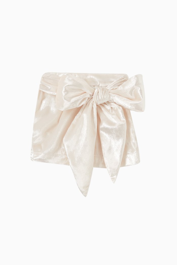 

Velvet Bow Skirt in Polyester, White