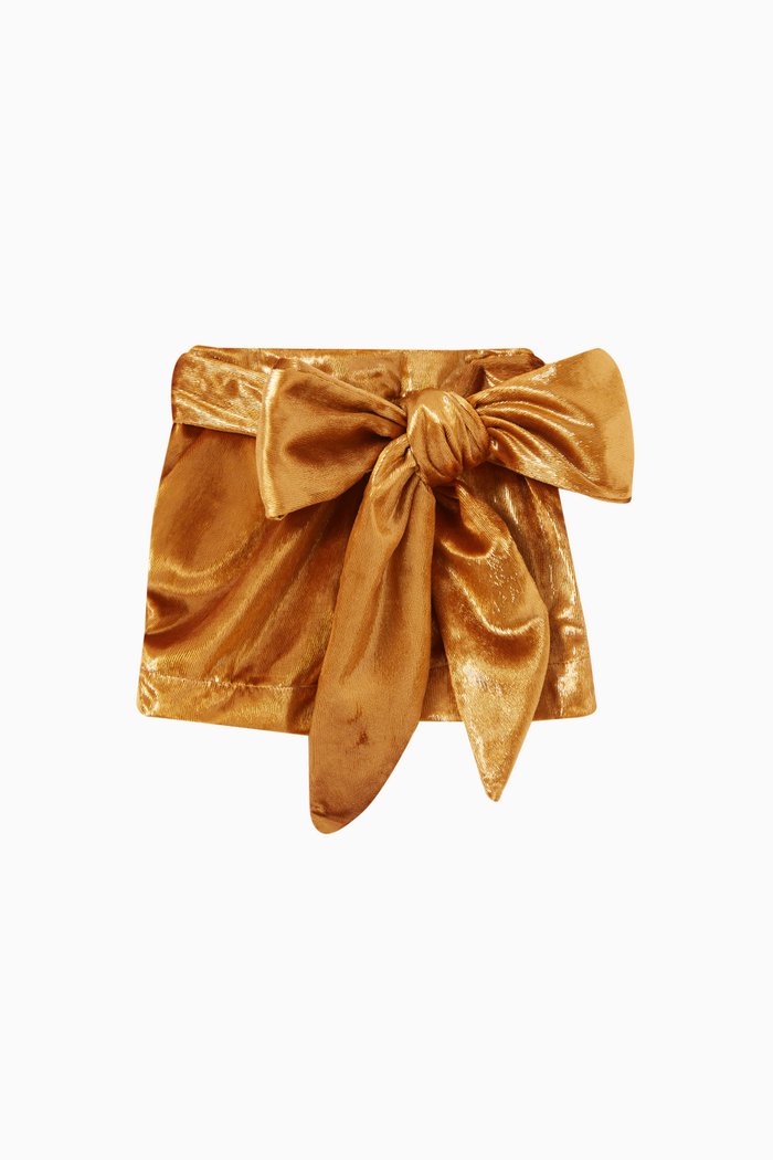 

Velvet Bow Skirt in Polyester, Gold