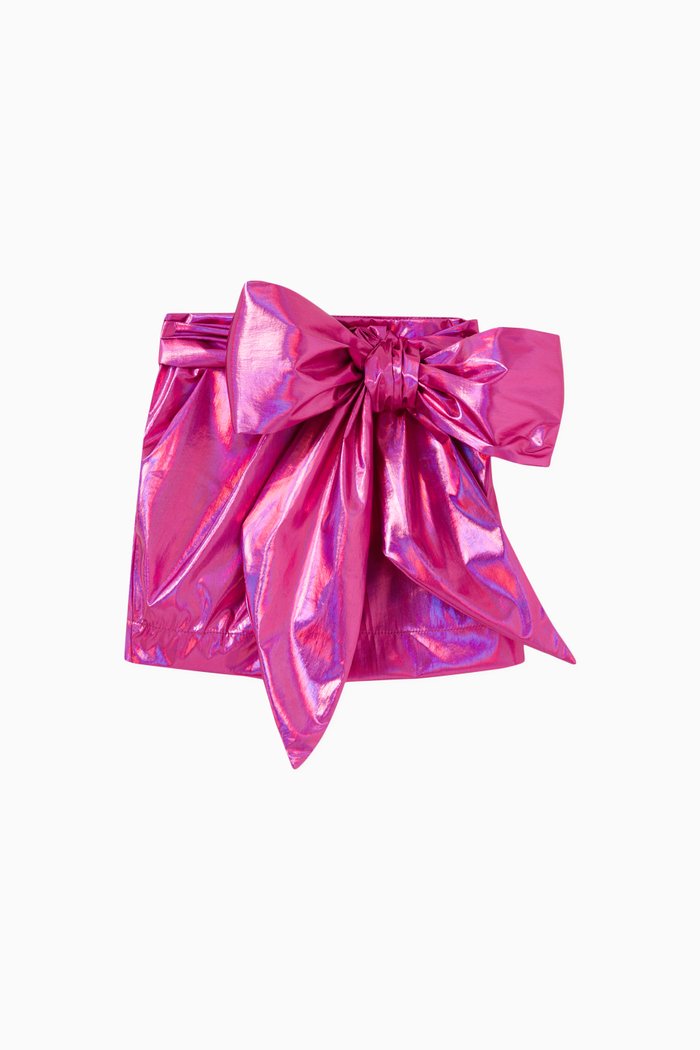 

Metallic Bow Skirt in Polyester, Pink