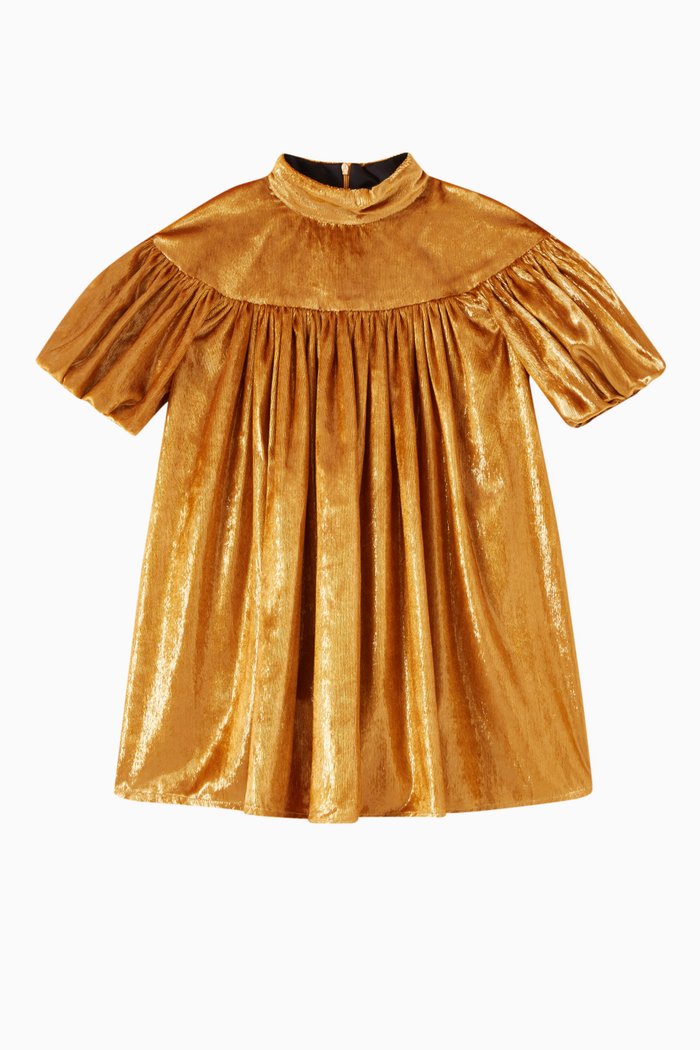 

Glitter Dress in Polyester, Gold