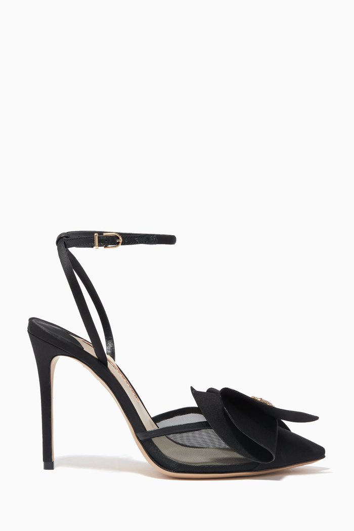 Leah 100 Pumps in Satin & Mesh, Black