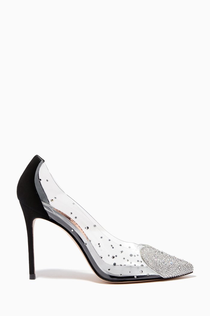 

Amora 100 Crystal-embellished Pumps in PVC & Suede, Black