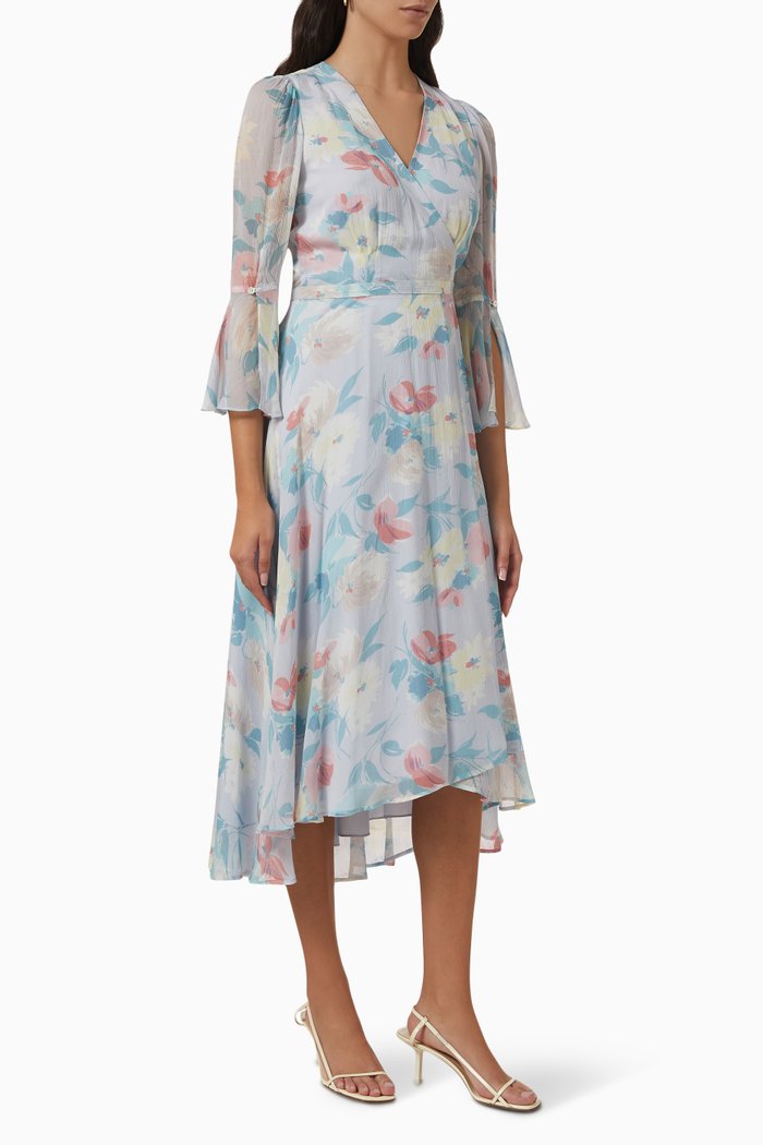 

Floral Midi Wrap Dress in Crinkled-georgette, Multicolour