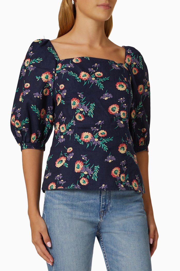 Stan Floral-print Top, Black