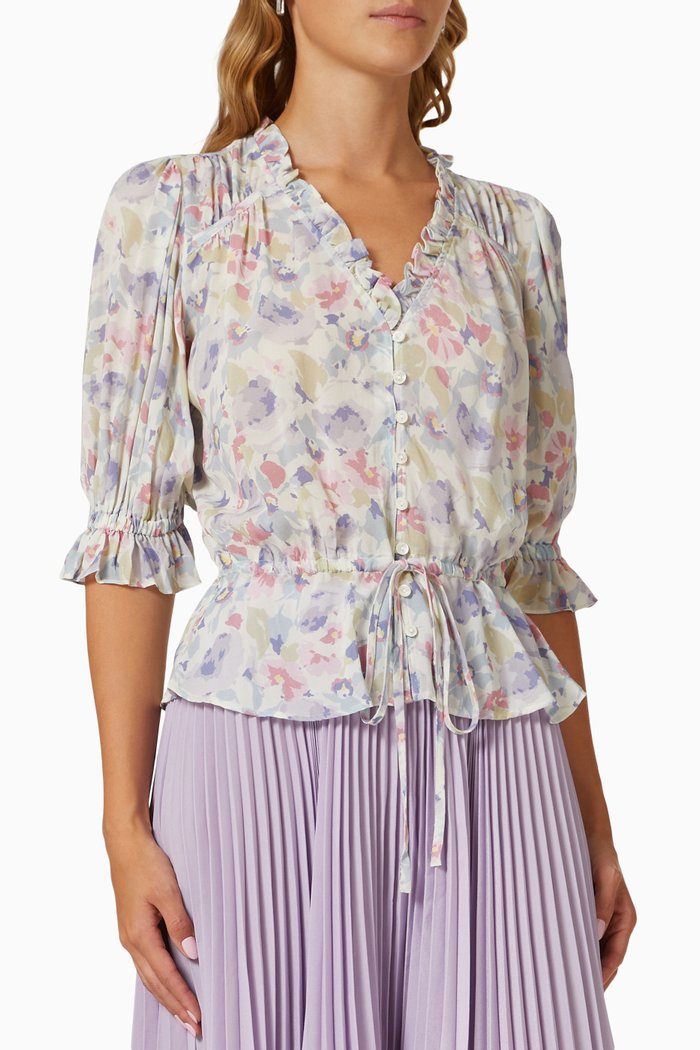

Floral Printed Top in Crinkle Georgette, Multicolour