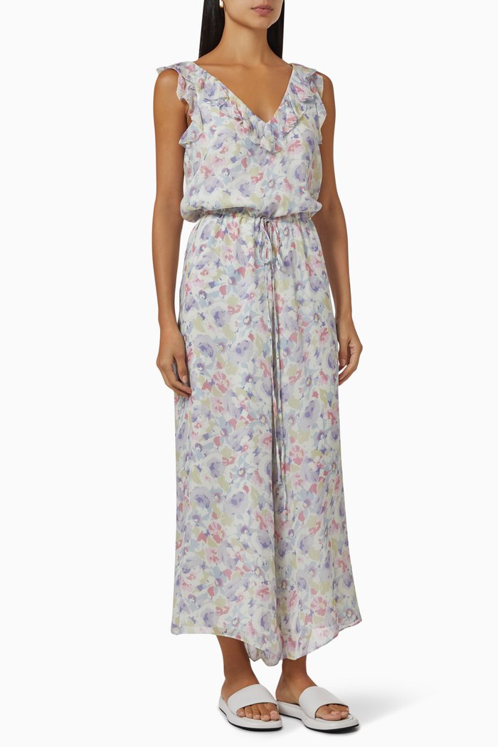 

Printed Jumpsuit in Crinkle Georgette, Multicolour