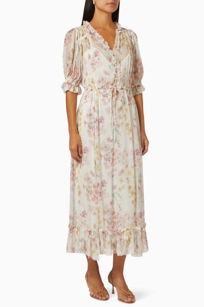 

Maxi Dress in Floral Crinkled Georgette, Neutral