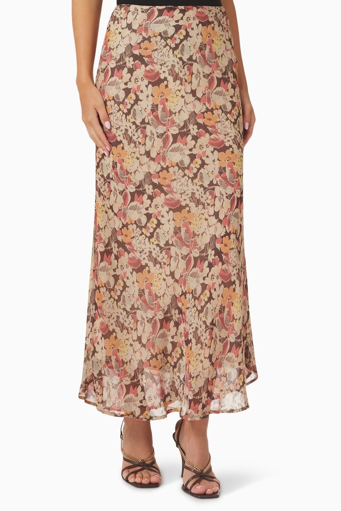 

Floral Maxi Skirt, Brown