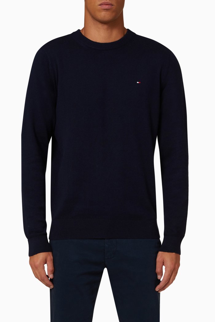 

TH Crewneck Sweater in Cashmere & Pima Organic Cotton, Blue