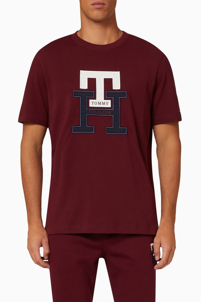 

Monogram Appliqué T-shirt in Organic Cotton, Red
