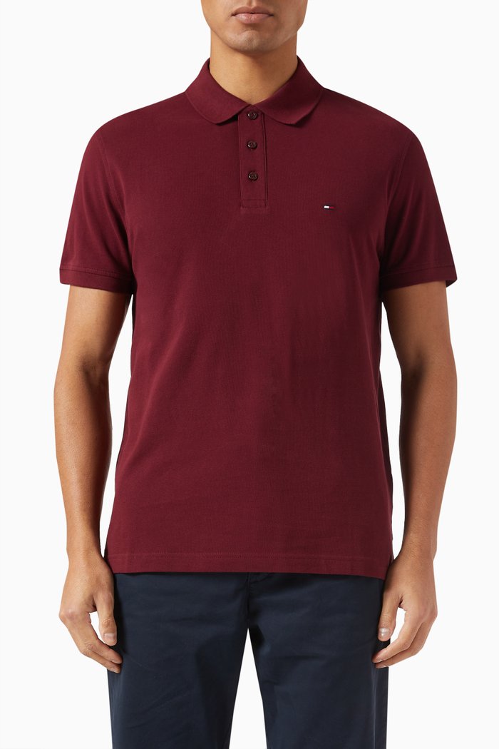

TH Monogram Polo Shirt in Cotton, Red