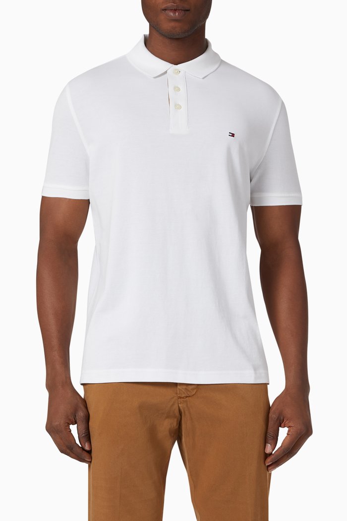 

TH Monogram Polo Shirt in Cotton, White