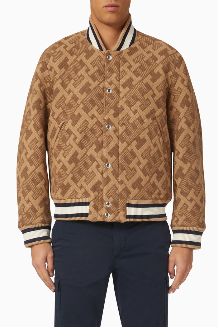 

Varsity Jacket in Wool Blend, Neutral
