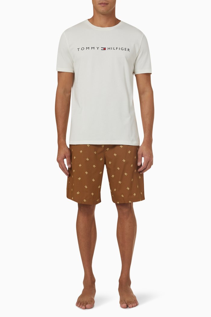 

Logo Print Pyjama Set in Cotton, White