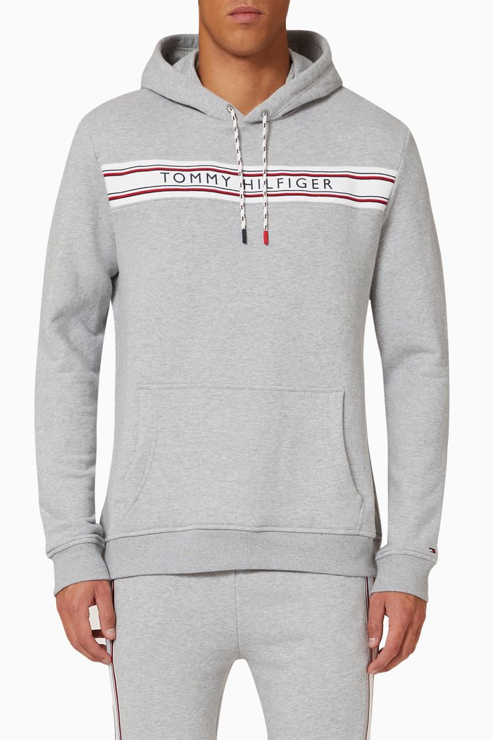 

Signature Tape Hoodie in Cotton-blend Jersey, Grey