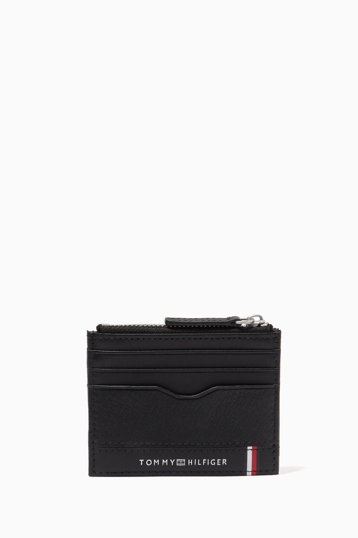 

Central Card Holder in Leather, Black