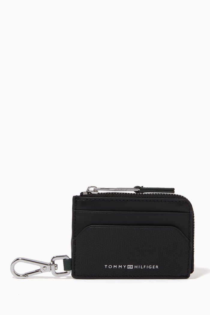 

Business Mini Zip Wallet in Leather, Black