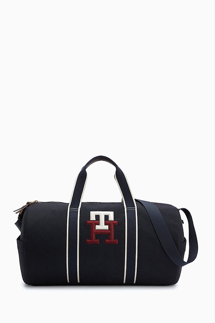 

Prep TH Monogram Barrel Bag in Wool-blend, Blue