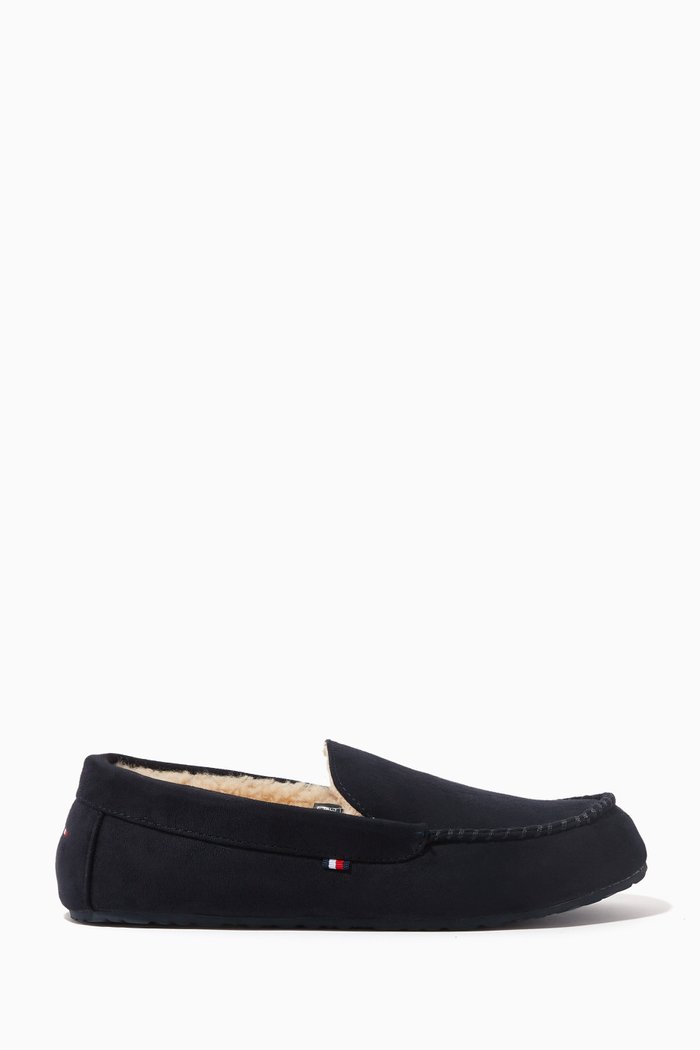 

Flag Embroidered Driver Shoes in Suede, Blue