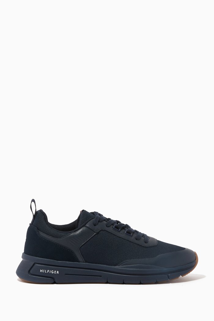 

Modern Comfort Runner Sneakers in Leather & Textile, Blue